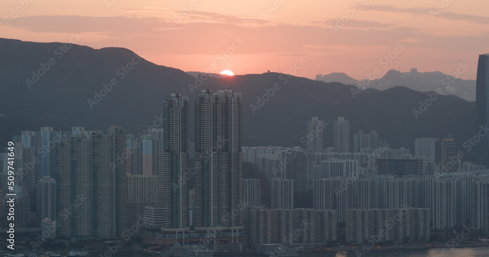 Fototapeta premium Hong Kong city skyline sunset