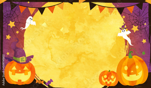 ハロウィンのカボチャと満月のベクターイラスト背景(art,holiday,card,background,celebration,party,night,wallpaper,poster,event,orange,graphic,color,pumpkin)