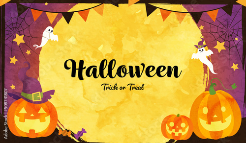 ハロウィンのカボチャと満月のベクターイラスト背景(art,holiday,card,background,celebration,party,night,wallpaper,poster,event,orange,graphic,color,pumpkin)