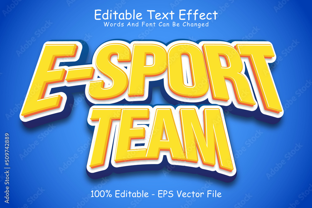 E Sport Team Editable Text Effect 3 Dimension Emboss Modern Style