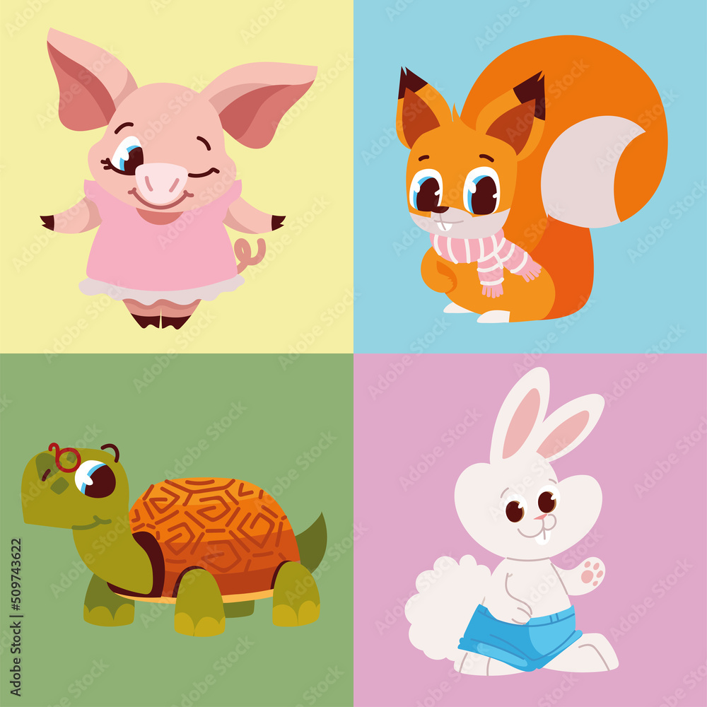 set of cute animals set of cute animals