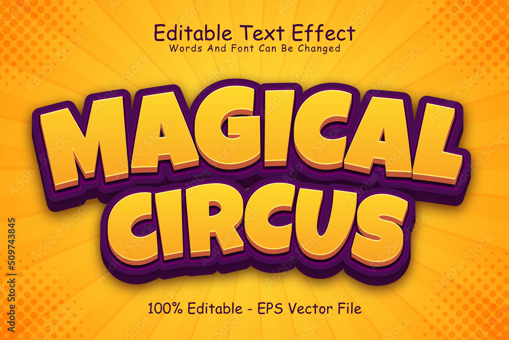 Magical Circus Editable Text Effect 3 Dimension Emboss Cartoon Style