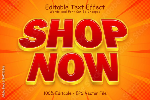 Shop Now Editable Text Effect 3 Dimension Emboss Cartoon Style