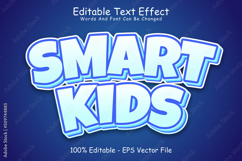 Smart Kids Editable Text Effect 3 Dimension Emboss Modern Style