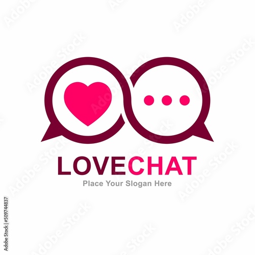 Love chat logo vector template. Suitable for business, love symbol and romantic chat