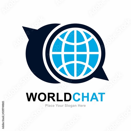 World chat vector logo template. Suitable for Globe symbol, speak global and business.