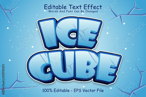 Ice Cube Editable Text Effect 3 Dimension Emboss Cartoon Style