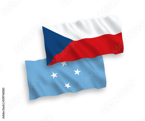 Flags of Czech Republic and Federated States of Micronesia on a white background