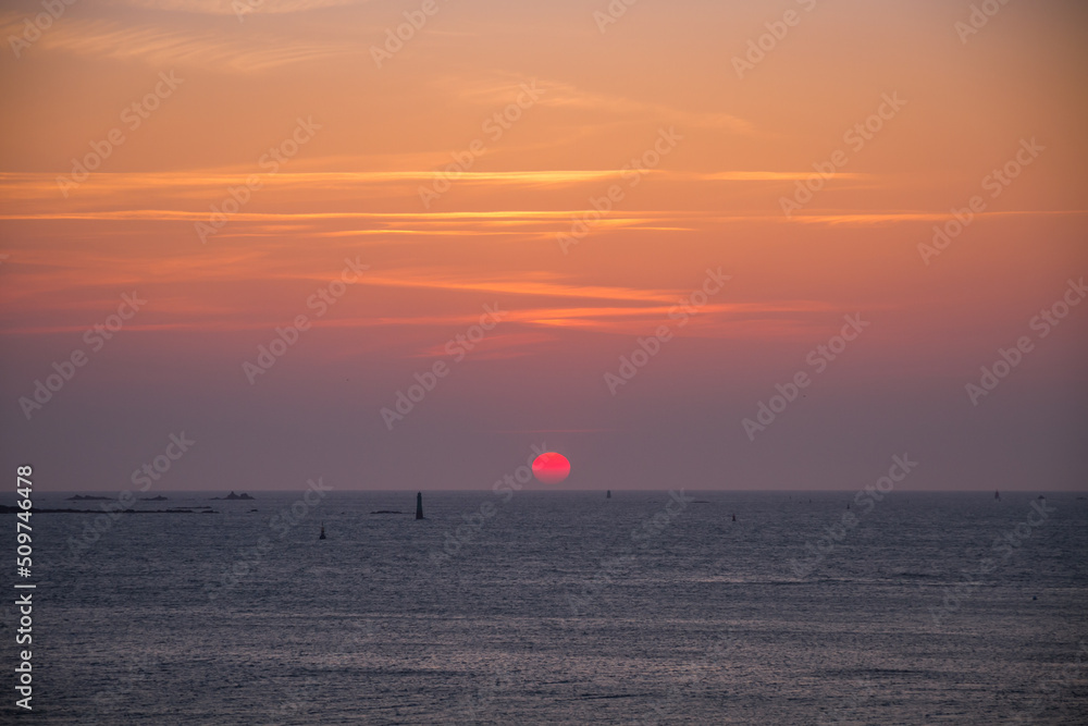 Sunset over the sea. Peaceful and zen atmosphere background