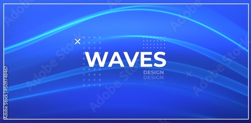Blue abstract wave. Magic line design. Flow curve motion element. Neon gradient wavy illiustration.