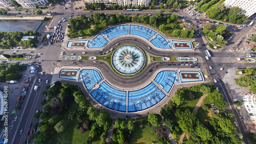 Foto Aerial drone view of Bucharest downtown, Romania