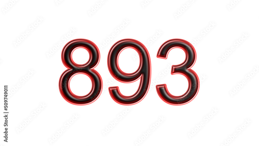 red 893 number 3d effect white background red 893 number 3d effect white background