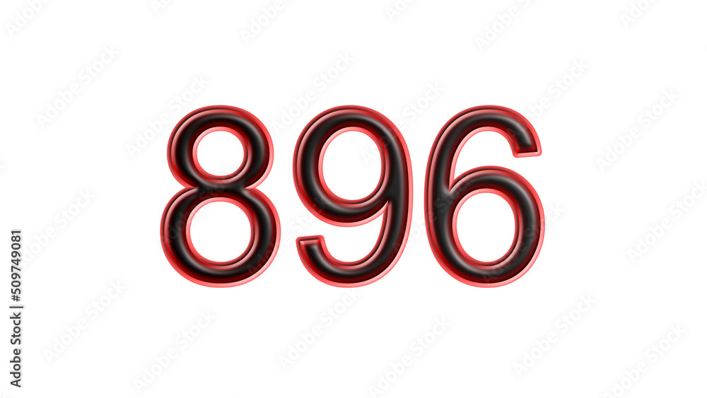 red 896 number 3d effect white background red 896 number 3d effect white background