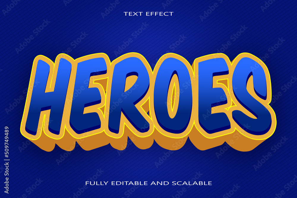 Heroes editable Text effect 3 Dimension emboss modern style