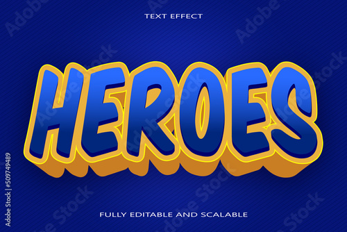 Heroes editable Text effect 3 Dimension emboss modern style