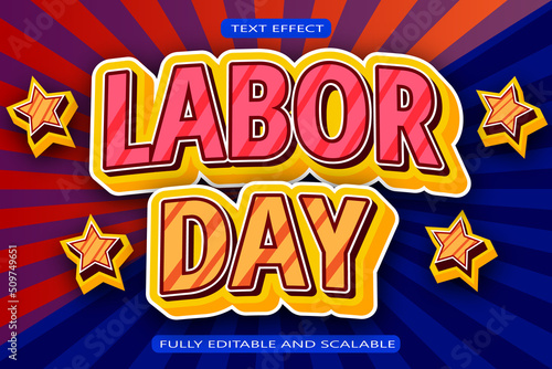 Labor day editable Text effect 3 Dimension emboss Comic style