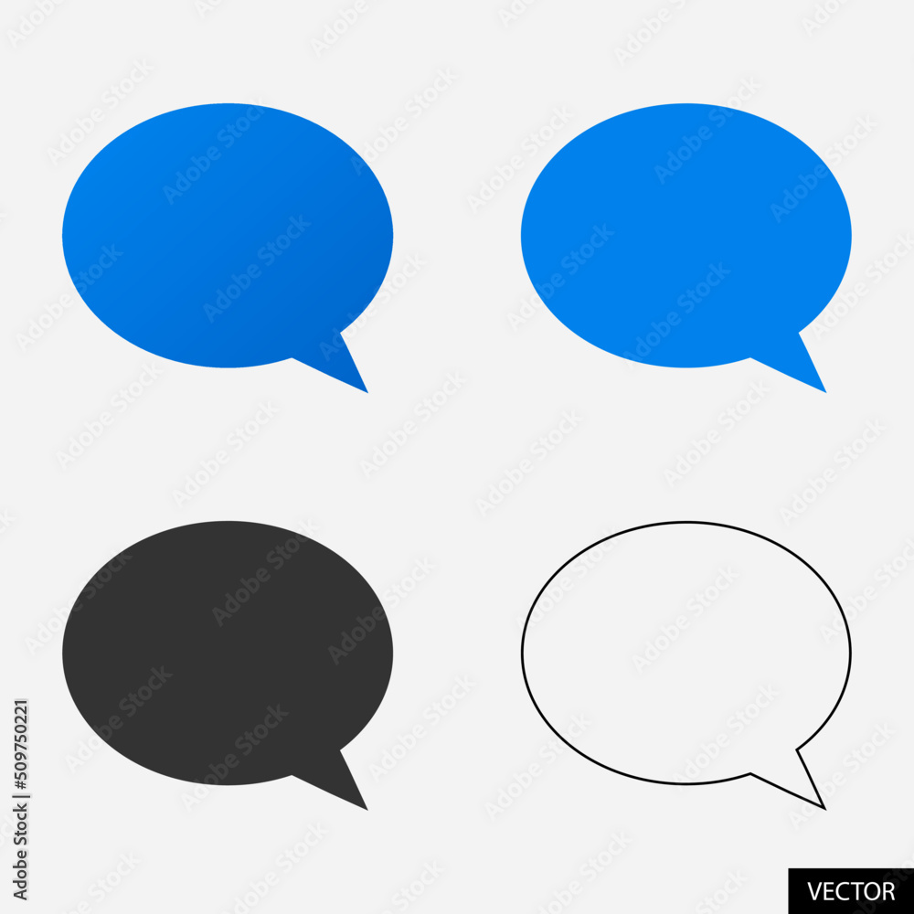 Chat bubble or message icon set for website design, app, UI, isolated on white background. Conversation concept. Vector illustration.