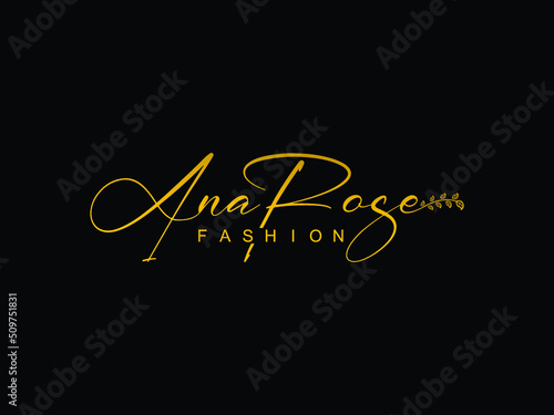 Ana rose fashion signature logo design template vector.eps