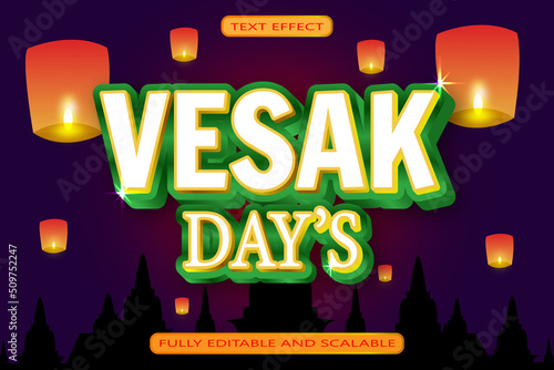 Vesak Day's Editable Text Effect 3 dimension Emboss Neon Style