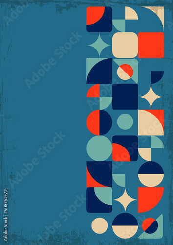 Atomic Age Retro Colors Mosaic Pattern. 1950s Style Vintage Geometric Background