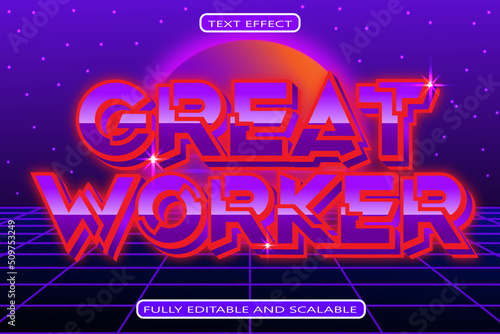 Great Worker Editable Text Effect 3 Dimension Emboss Retro Style