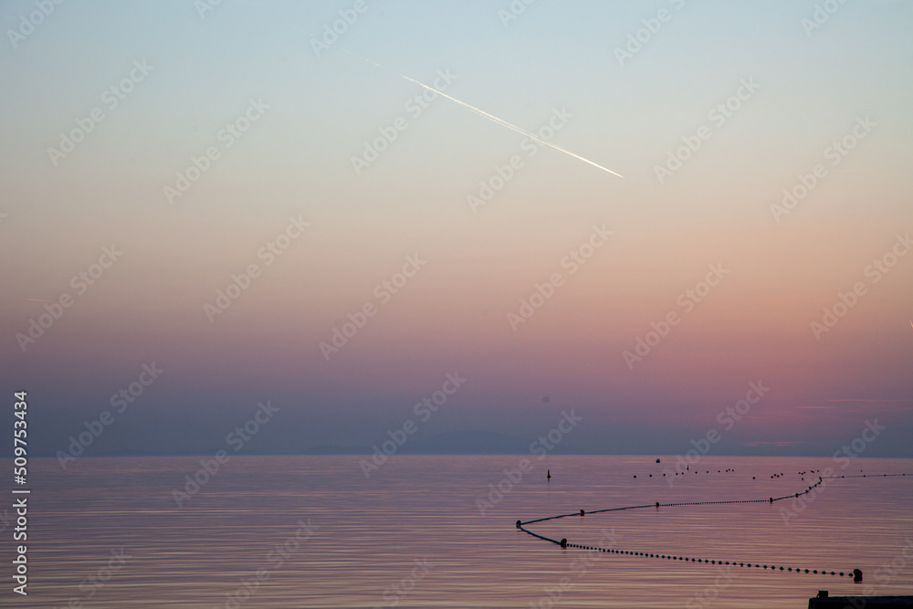 Sunset on the shore of the Adriatic Sea