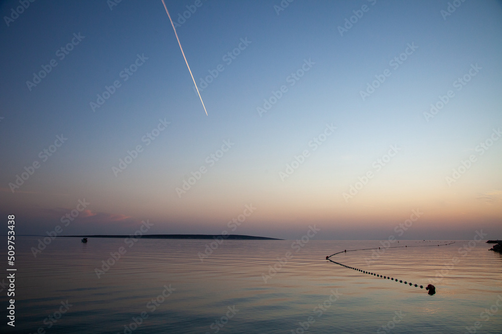 Sunset on the shore of the Adriatic Sea