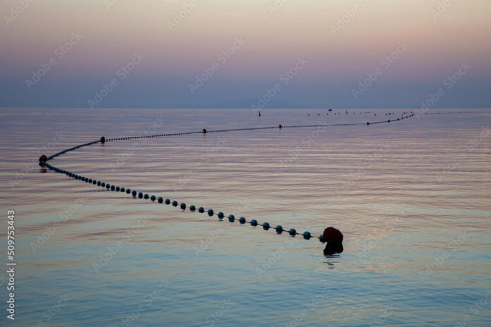 Sunset on the shore of the Adriatic Sea