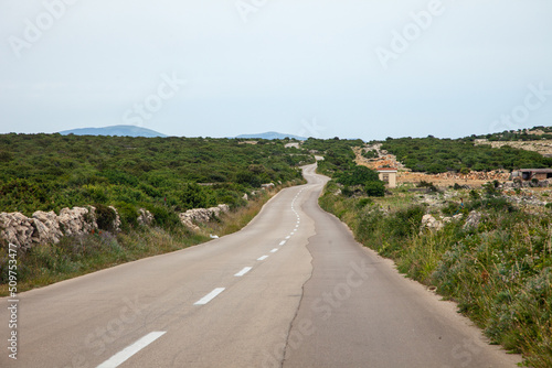Plateau road on croatian island Pag