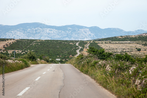 Plateau road on croatian island Pag