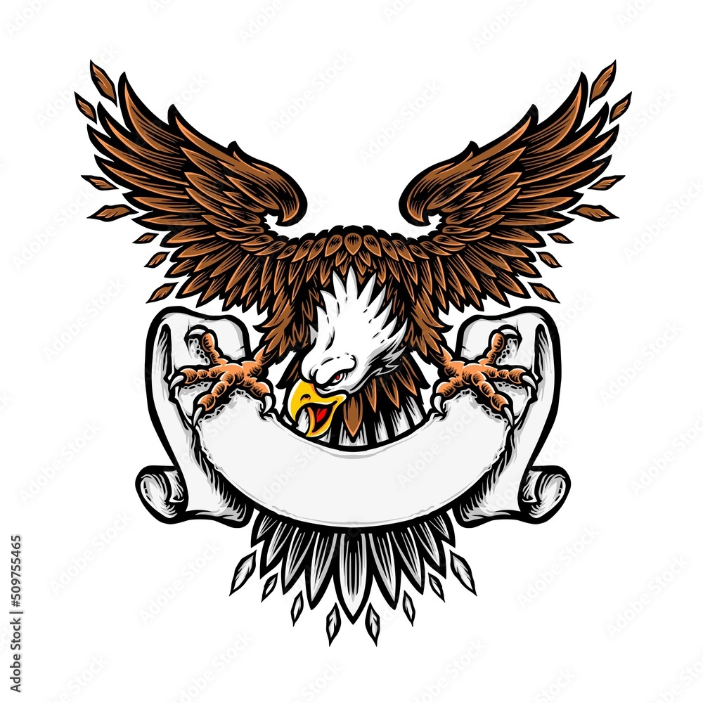 Obraz premium bald eagle holding blank banner vector