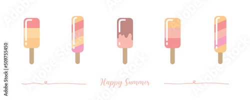 happy summer holiday banner design with lollipop ice cream