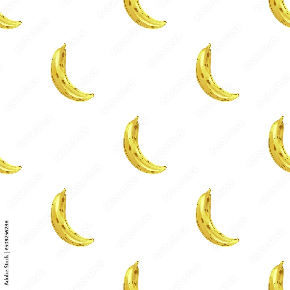 Seamless pattern banana on black background. Vector illustration.