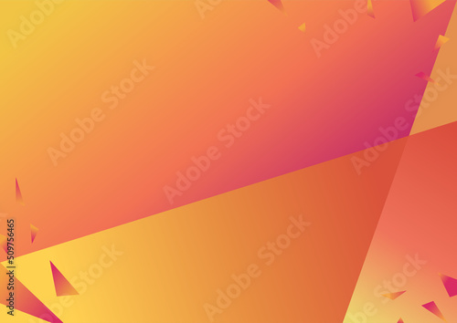 オレンジ色の抽象的な背景素材。三角形を使った幾何学的なデザイン。