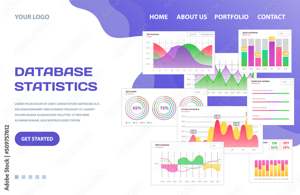 Infographic chart vector template. Annual statistics curve graph design. Market data diagrams. Graphic information visualization and analysis. Statistical indicators and frequency of data changes