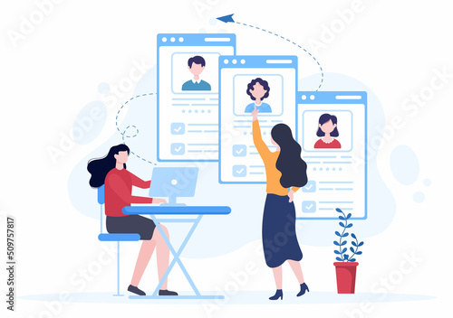 Employment Agency for Recruitment or Placement Job Service with Skilled and Experienced Career Laborers in Flat Cartoon Illustration