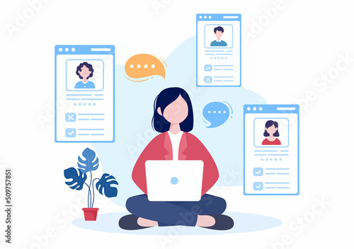 Employment Agency for Recruitment or Placement Job Service with Skilled and Experienced Career Laborers in Flat Cartoon Illustration