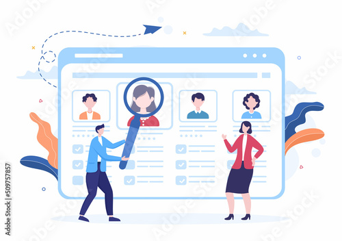 Employment Agency for Recruitment or Placement Job Service with Skilled and Experienced Career Laborers in Flat Cartoon Illustration