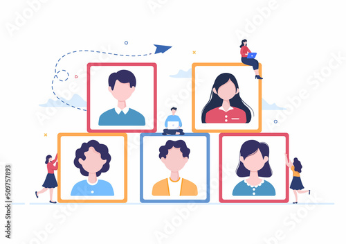 Employment Agency for Recruitment or Placement Job Service with Skilled and Experienced Career Laborers in Flat Cartoon Illustration