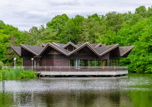 house on the lake in Westfalenpark, Dortmund, Germany 