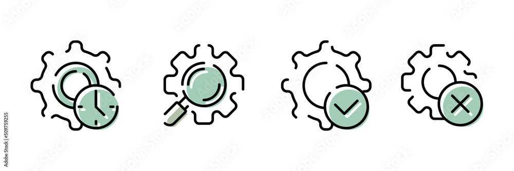 Set of Update icons. Gears and cogwheels. Update process. Install new software, operating system, update support. Vector illustration. Set of Update icons. Gears and cogwheels. Update process. Install new software, operating system, update support. Vector illustration.