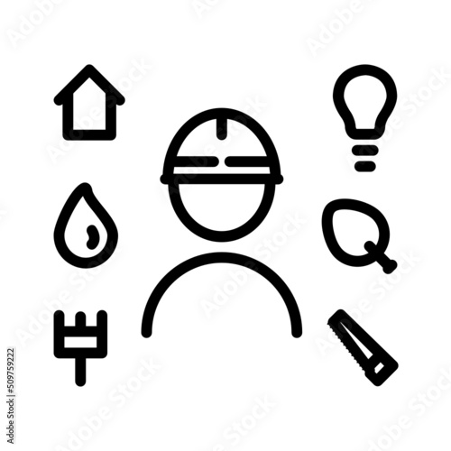 Black line icon for Contractor icon