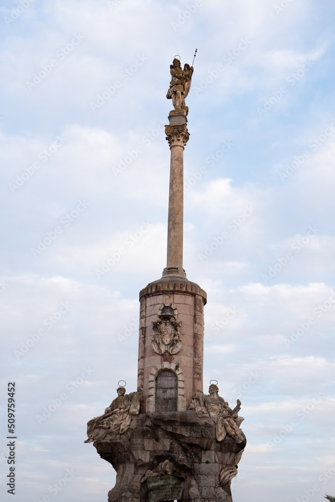Archangel Raphael statue in Cordoba, Spain.