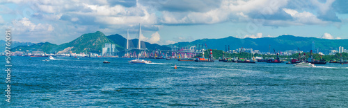 Stonecutters Bridge and Victoria Harbour at Day  Hong Kong