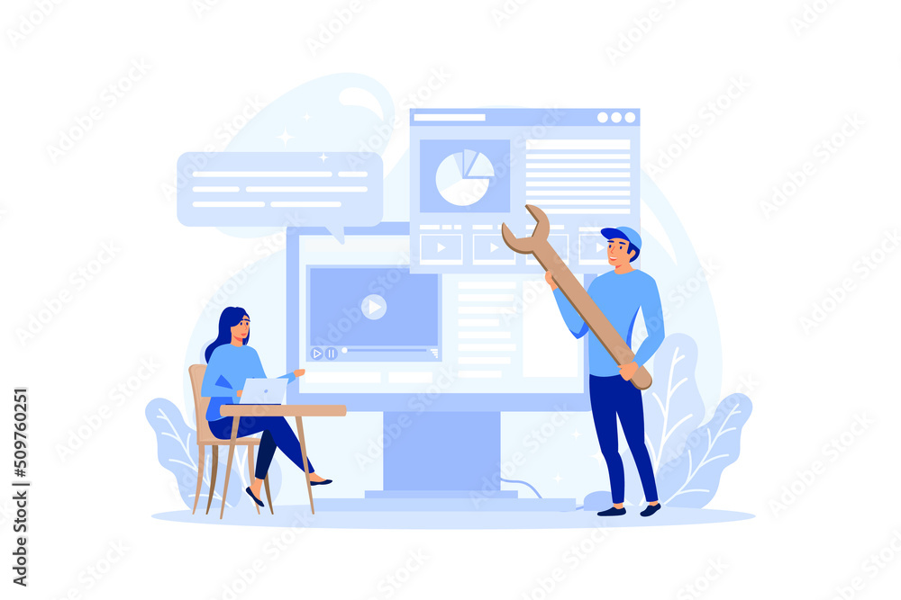 UX UI designer online service or platform set. App interface improvement for user. Modern technology concept. Online tutorial and consultation, ui and ux development, website. Flat vector illustration UX UI designer online service or platform set. App interface improvement for user. Modern technology concept. Online tutorial and consultation, ui and ux development, website. Flat vector illustration