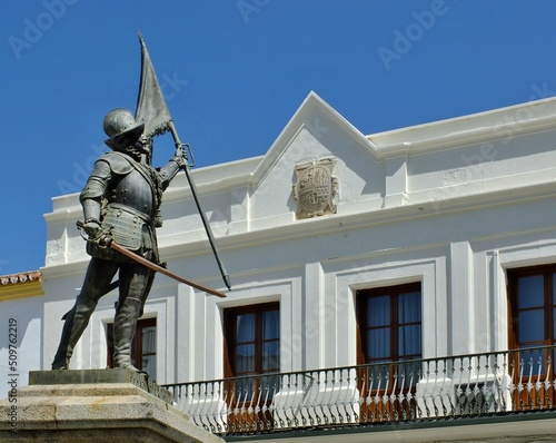 Pedro de Valdivia - Statue in Villanueva de la Serena, Extremadura - Spain  photo