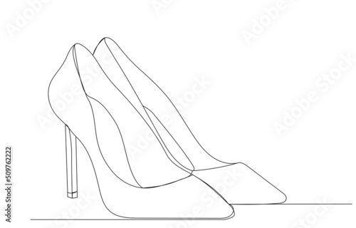 women's shoes drawing by one continuous line, vector
