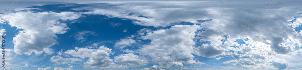 blue sky hdri 360 panorama with white beautiful clouds. Seamless panorama with zenith for use in 3d graphics or game development as sky dome or edit drone shot for sky replacement blue sky hdri 360 panorama with white beautiful clouds. Seamless panorama with zenith for use in 3d graphics or game development as sky dome or edit drone shot for sky replacement
