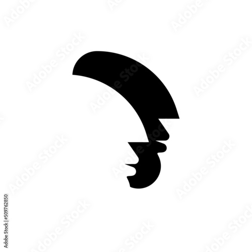 Double of two male profiles, empathy symbol