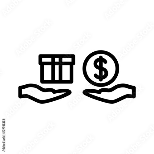 Black line icon for cash on delivery